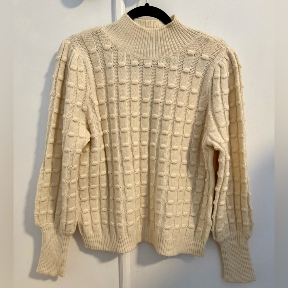 Cream high neck pullover sweater